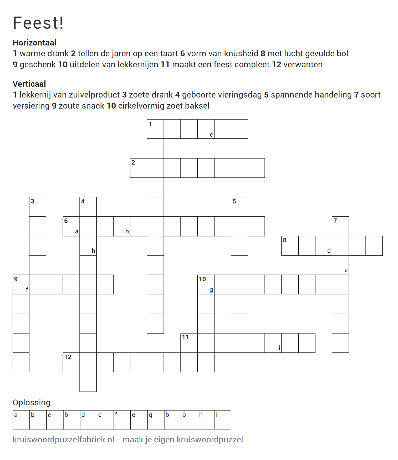 kruiswoordpuzzel verjaardag