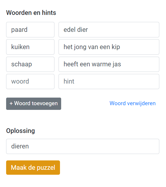 kruiswoordpuzzel voorbeeld