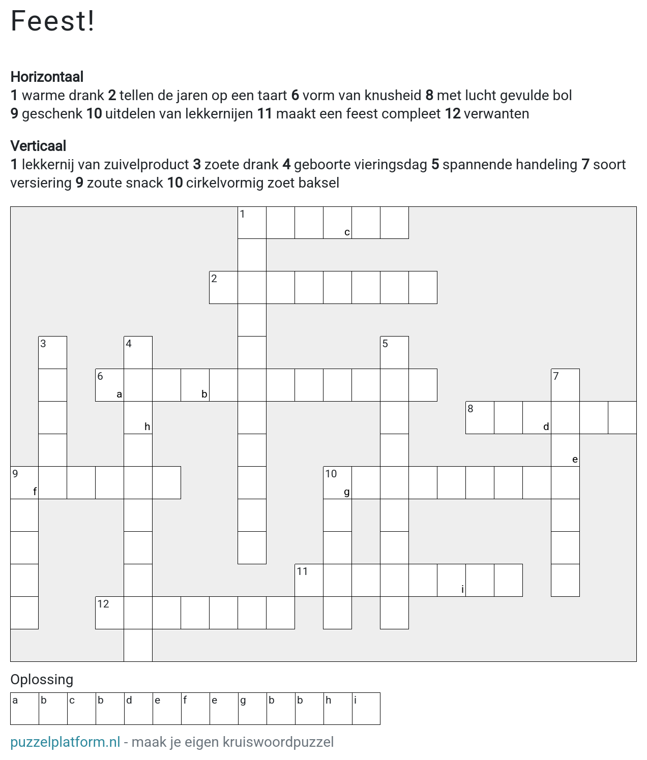 Kruiswoordpuzzel maken voor een feest