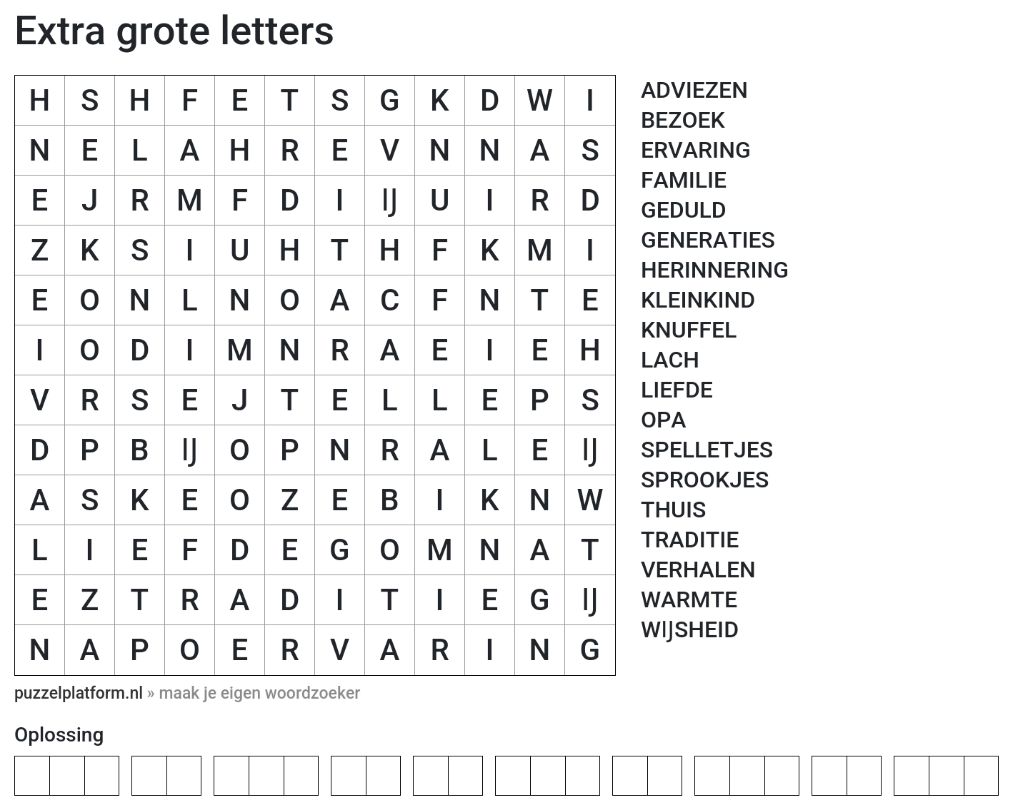 Afbeelding: Woordzoeker maken met extra grote letters