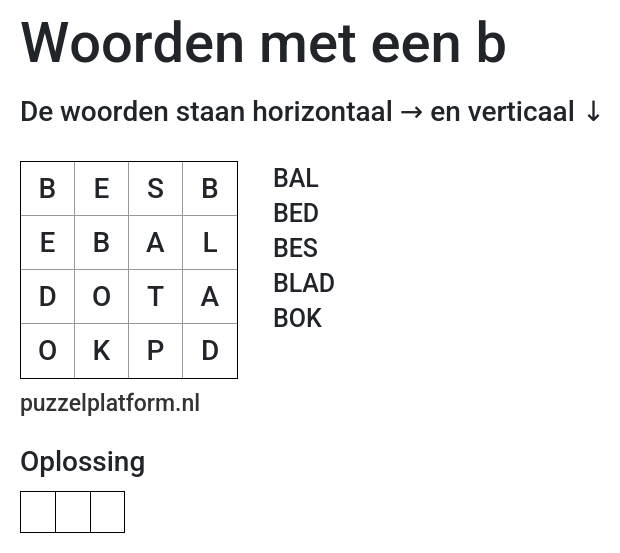 Afbeelding: Woordzoeker maken voor groep 3 (4x4)