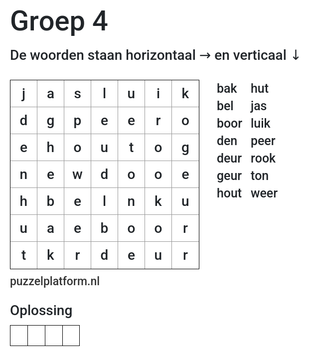 Woordzoeker maken voor groep 4