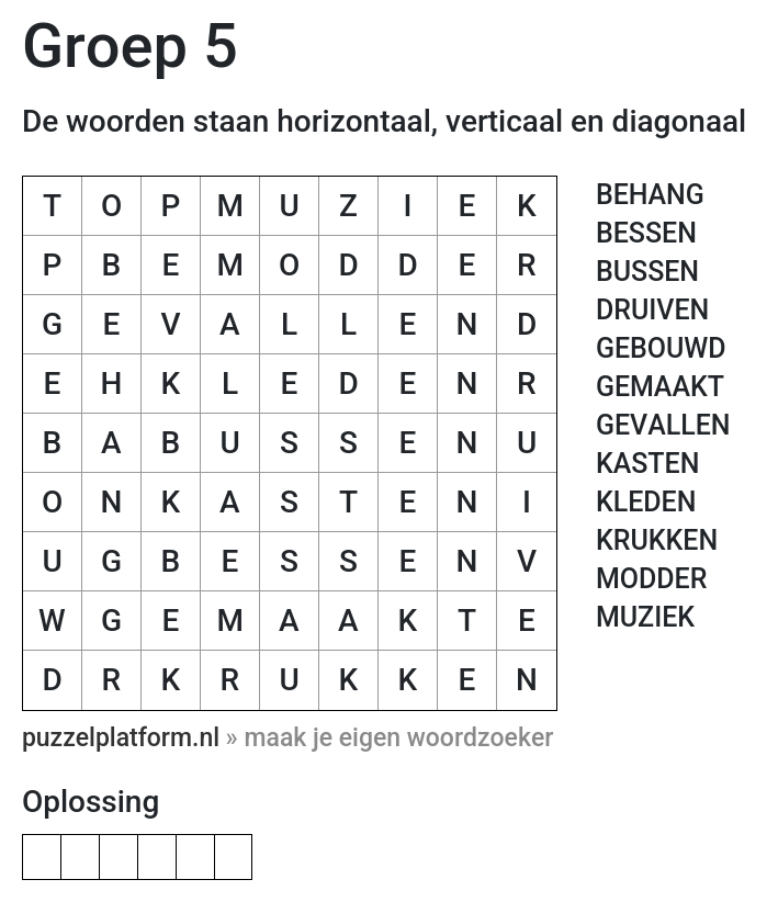 Woordzoeker maken voor groep 5