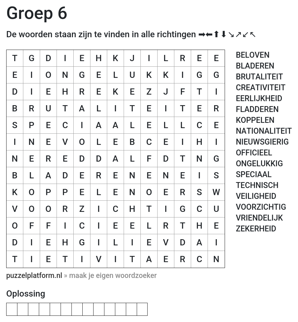 Woordzoeker maken voor groep 6