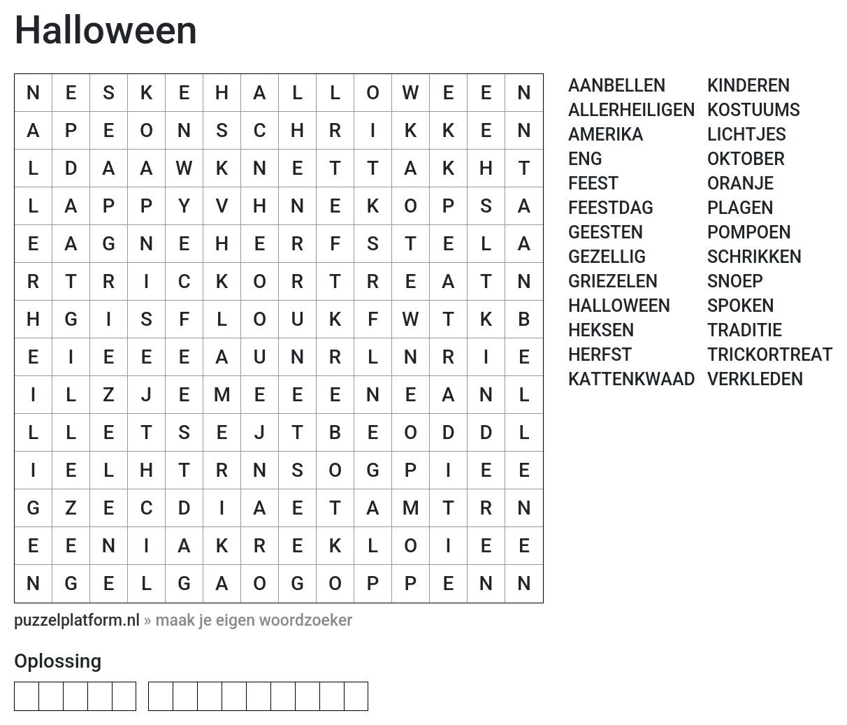 Woordzoeker maken voor Halloween