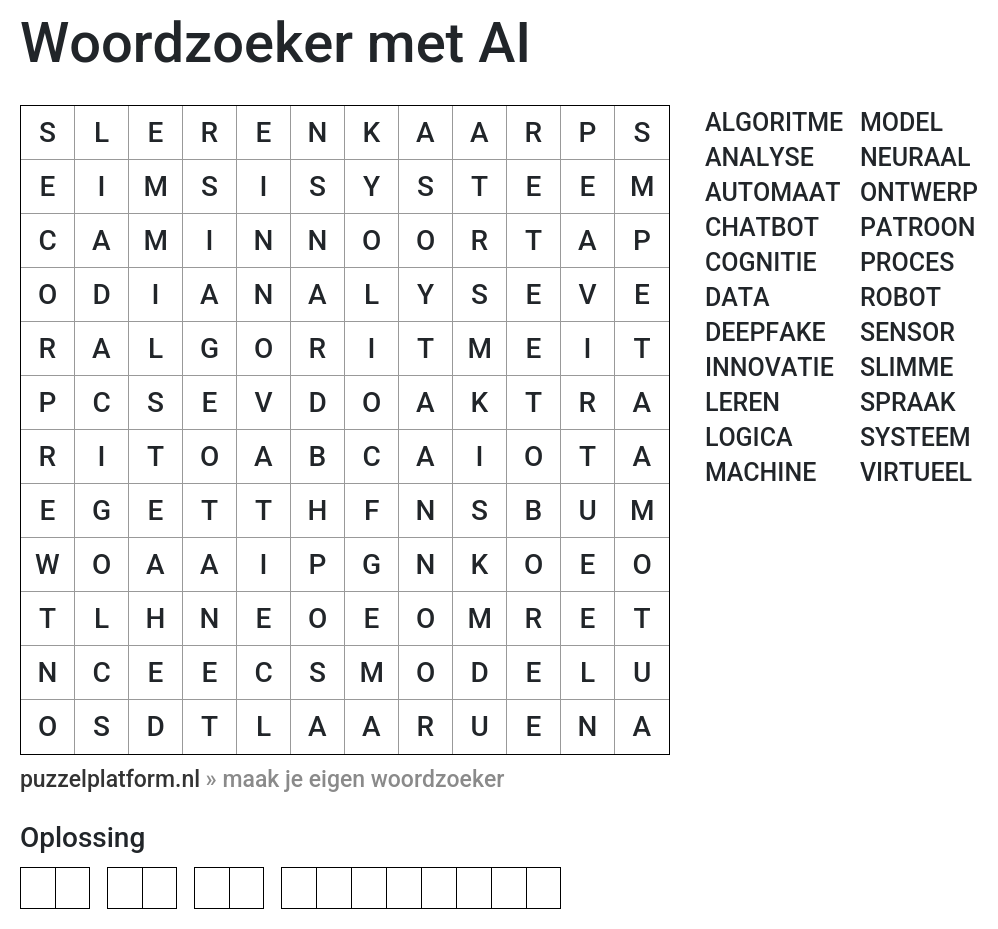 Woordzoeker maken met AI