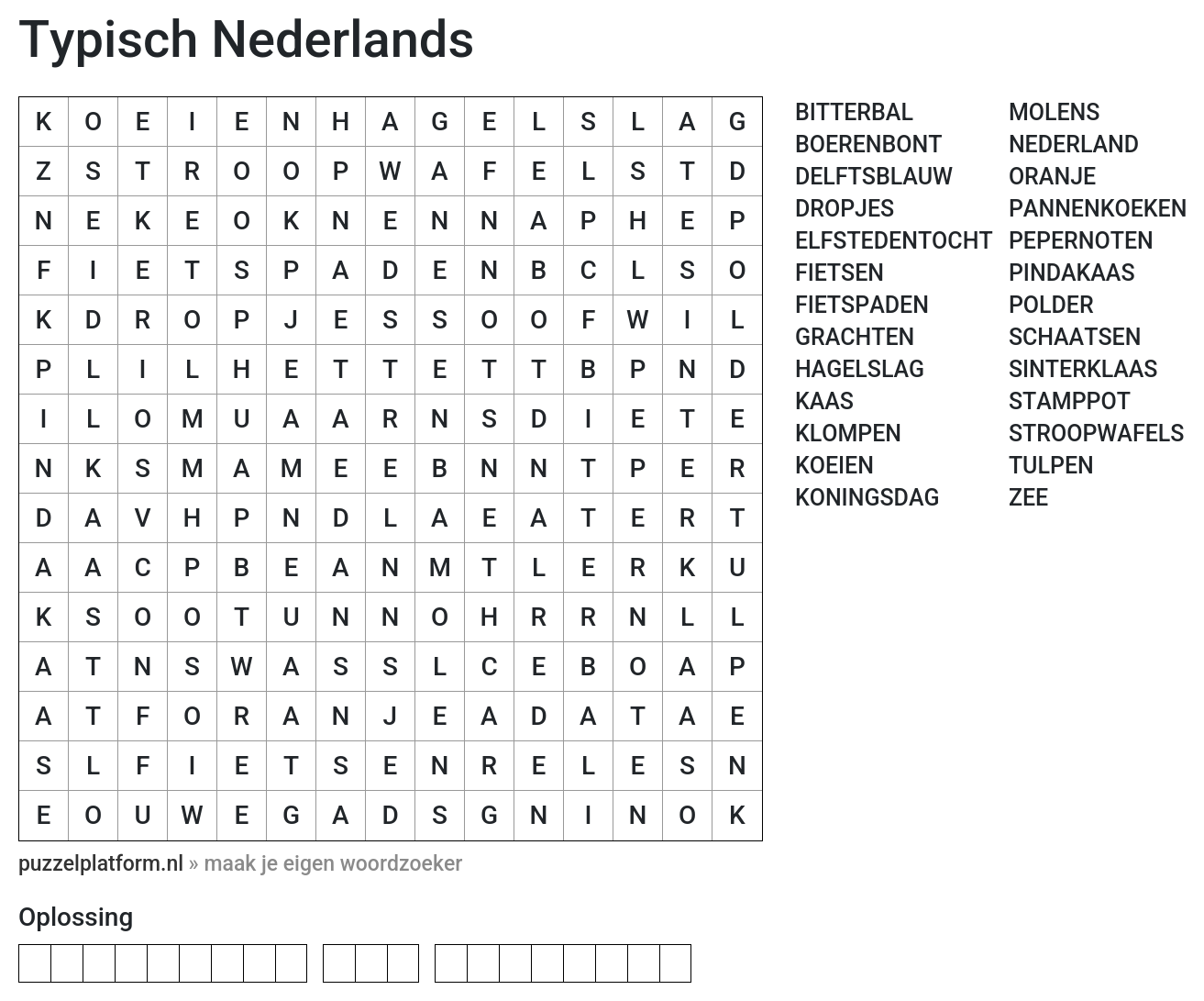 Woordzoeker typisch Nederlands