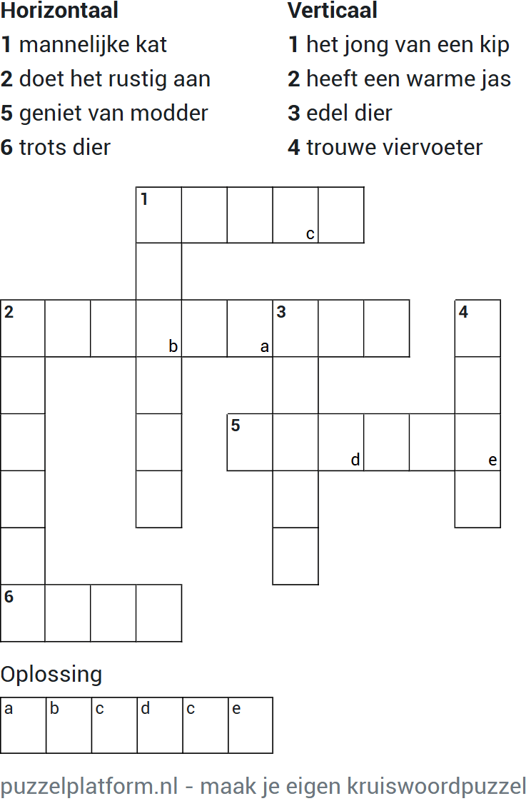 kruiswoordpuzzel voorbeeld