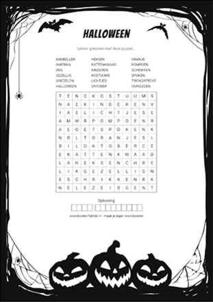 Woordzoeker Halloween