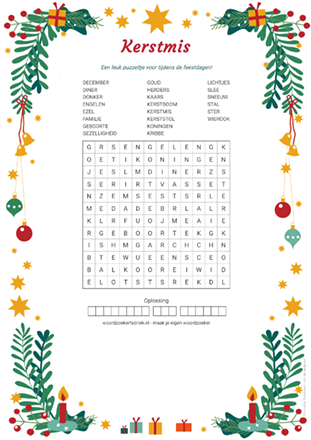 Woordzoeker Kerst