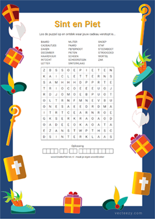 Woordzoeker Sinterklaas