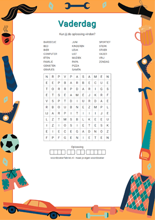 Woordzoeker Mannen dingen